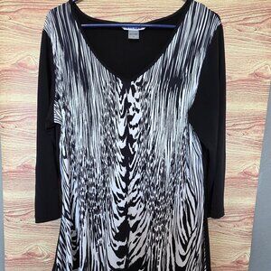 Nygård Black & White Print Tunic Blouse – Size L